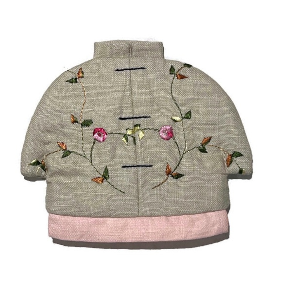 NWOT Embroidered Coin Purse - Pink and Tan